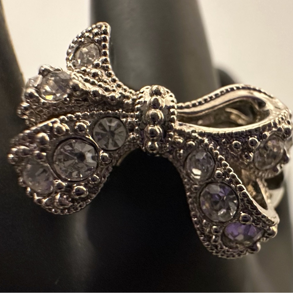 Simulated Diamond Bow Ring